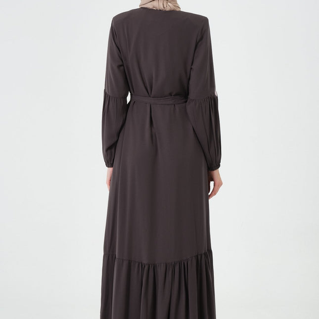 Rabia Kumaş Eteği Büzgülü Ferace