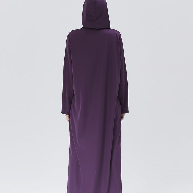 Fermuarlı Denye Kapuşonlu Namaz Elbisesi