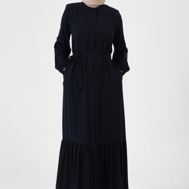 Rabia Kumaş Eteği Büzgülü Ferace