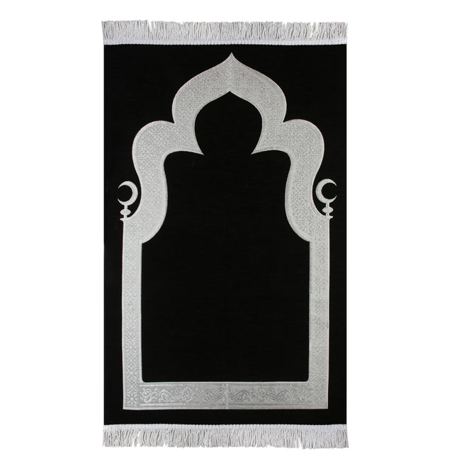 Hilalli Mihrap Desenli Lüks Saçaklı Şönil Seccade