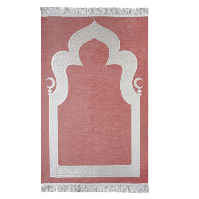 Hilalli Mihrap Desenli Lüks Saçaklı Şönil Seccade