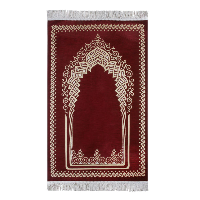 Desenli Mihraplı Lüks Saçaklı Şönil Seccade