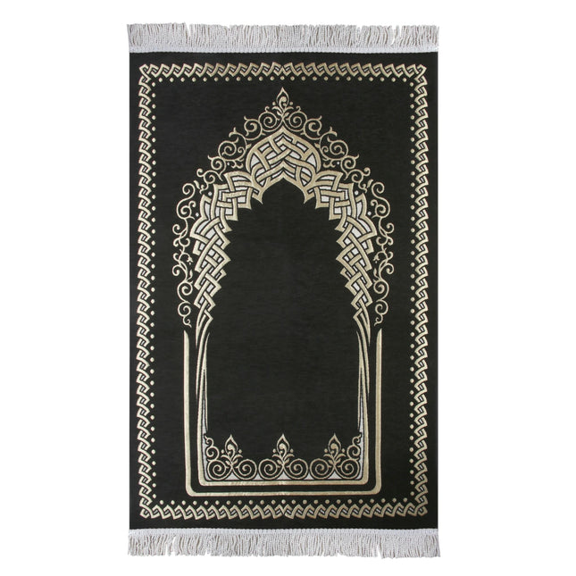 Desenli Mihraplı Lüks Saçaklı Şönil Seccade