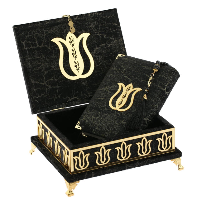 20x25 Cm Mermer Desen Hediyelik Kuran-ı Kerim Tesbih Seti