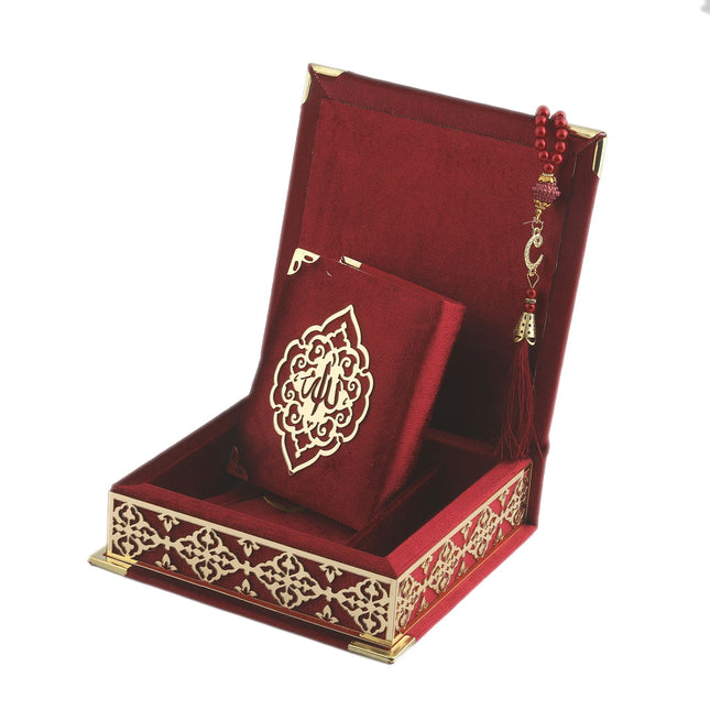 16x16 Cm Osmanlı Serisi Gold Pleksili Kuran-ı Kerim Tesbih Kutusu