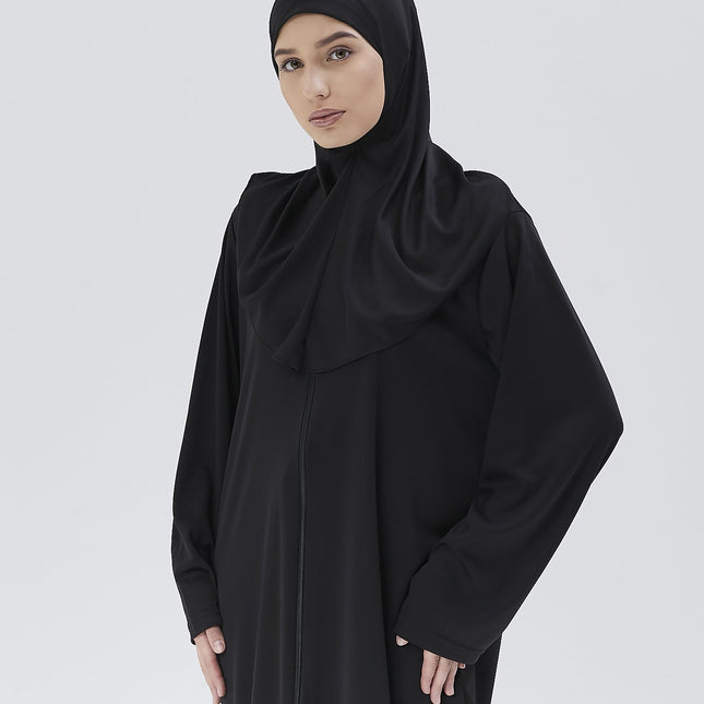 Fermuarlı Denye Kapuşonlu Namaz Elbisesi