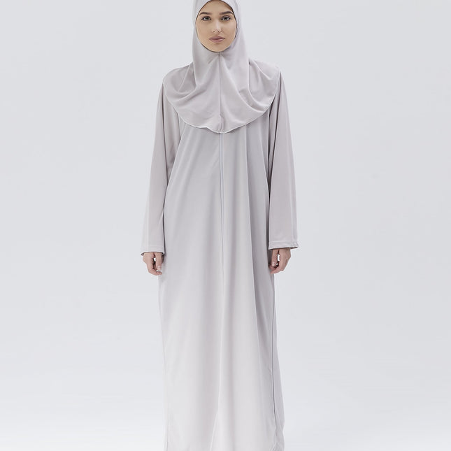 Fermuarlı Denye Kapuşonlu Namaz Elbisesi