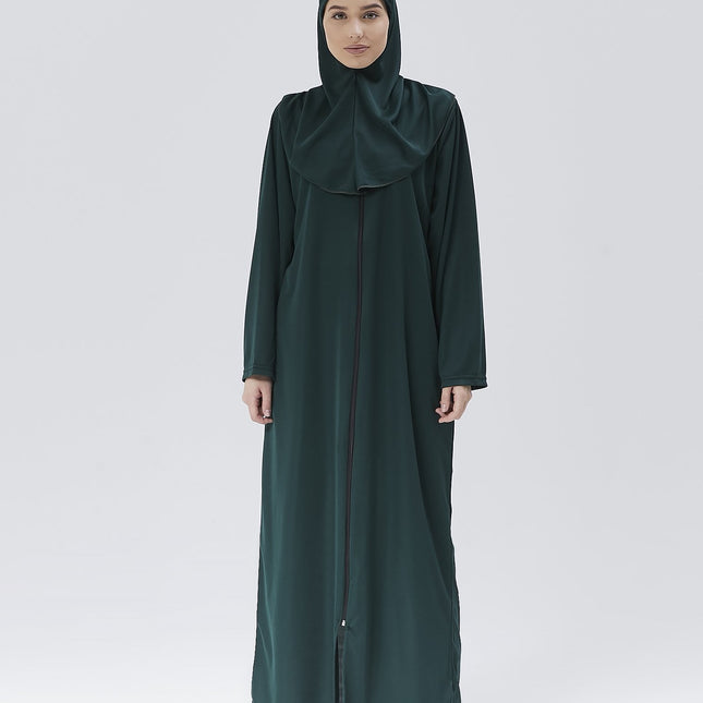 Fermuarlı Denye Kapuşonlu Namaz Elbisesi