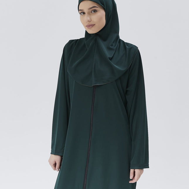 Fermuarlı Denye Kapuşonlu Namaz Elbisesi