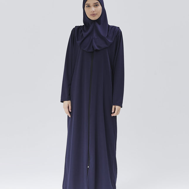 Fermuarlı Denye Kapuşonlu Namaz Elbisesi