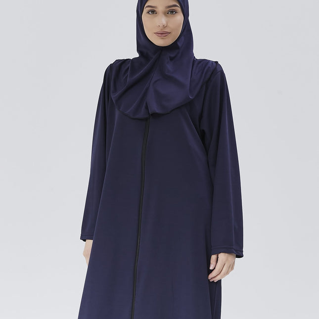 Fermuarlı Denye Kapuşonlu Namaz Elbisesi