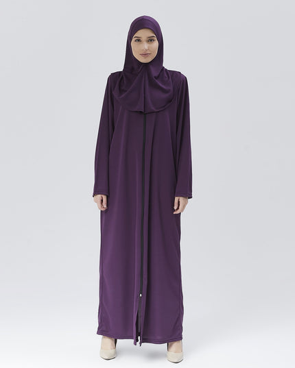 Fermuarlı Denye Kapuşonlu Namaz Elbisesi