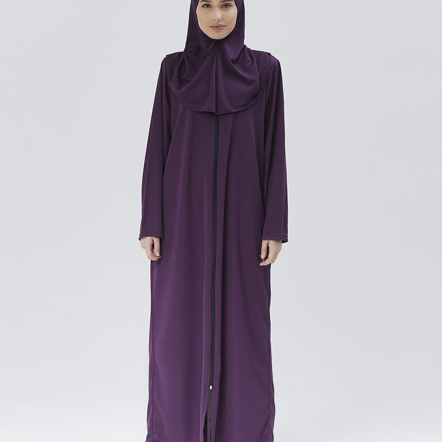 Fermuarlı Denye Kapuşonlu Namaz Elbisesi