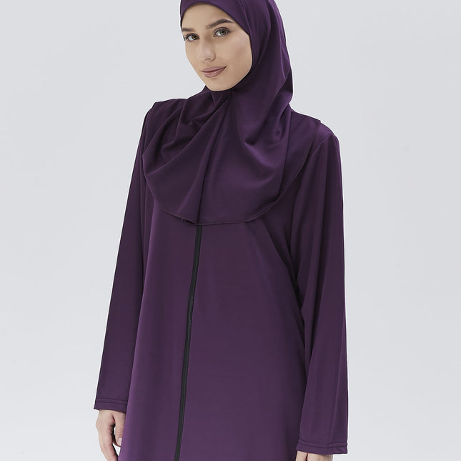 Fermuarlı Denye Kapuşonlu Namaz Elbisesi