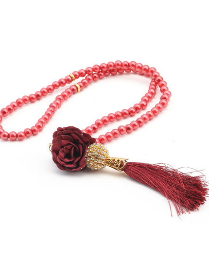 99'luk 6mm Tasarım İnci Güllü Tesbih  (10 Adet)