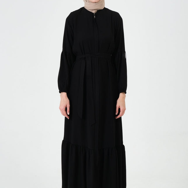 Rabia Kumaş Eteği Büzgülü Ferace