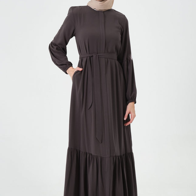 Rabia Kumaş Eteği Büzgülü Ferace