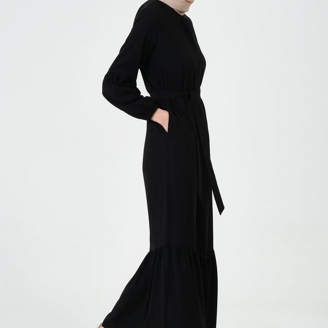 Rabia Kumaş Eteği Büzgülü Ferace