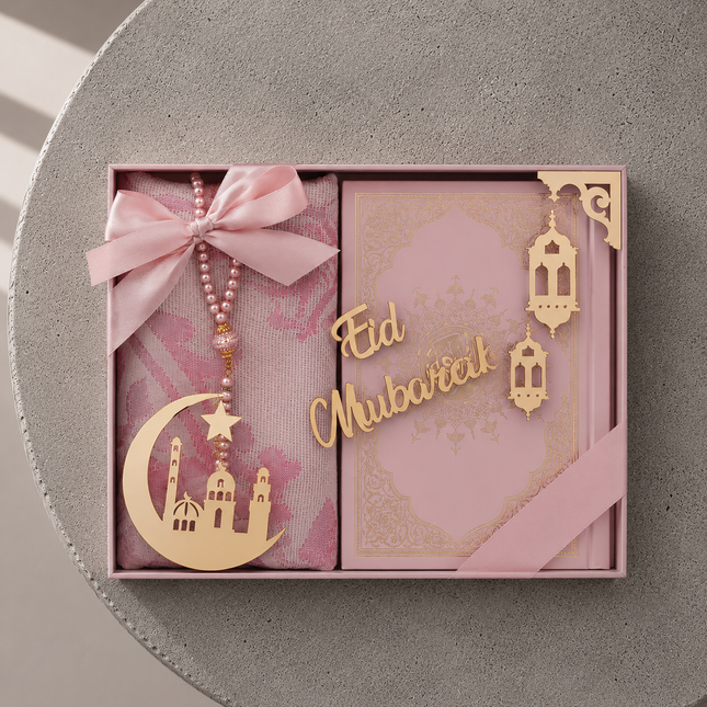 Azra Serisi Eid Mubarak Aksesuarlı Kuran-ı Kerim Seti