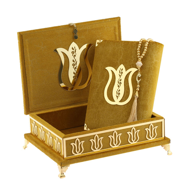 20x25 Cm Mermer Desen Hediyelik Kuran-ı Kerim Tesbih Seti