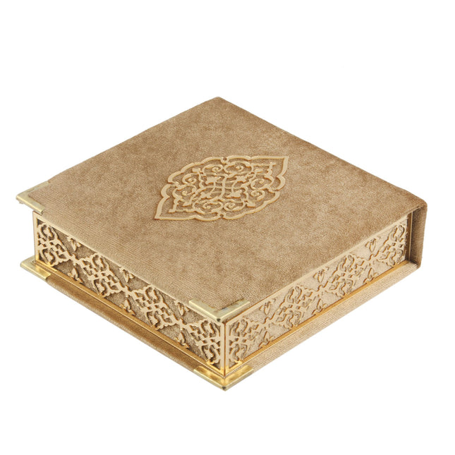 16x16 Cm Osmanlı Serisi Gold Pleksili Kuran-ı Kerim Tesbih Kutusu