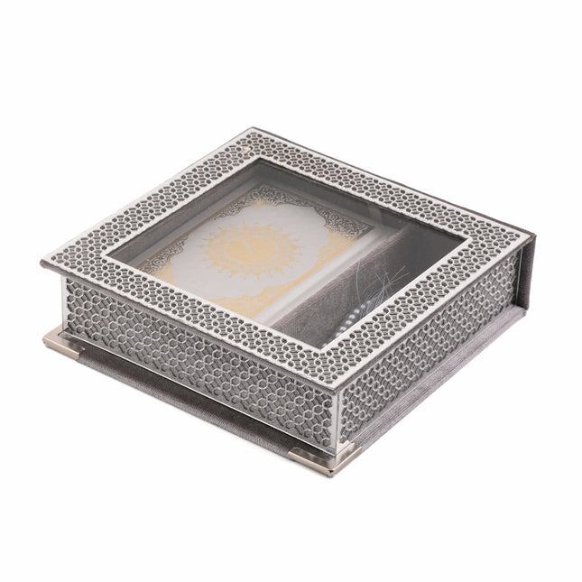 16x16 Cm Camlı Kuran-i Kerim Tesbih Kutusu