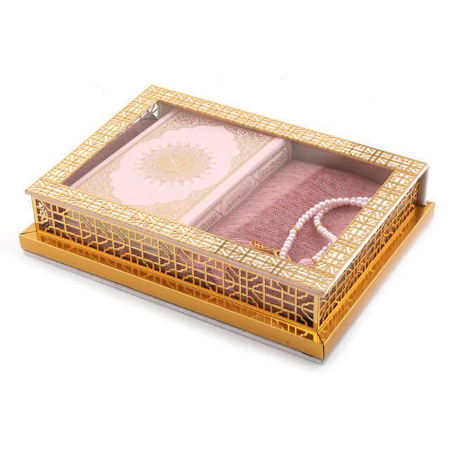 20x27 Cm Kadife Cam Seccade Kuranı-Kerim Tesbih Kutusu