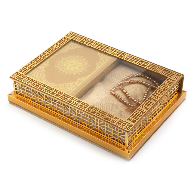 20x27 Cm Kadife Cam Seccade Kuranı-Kerim Tesbih Kutusu