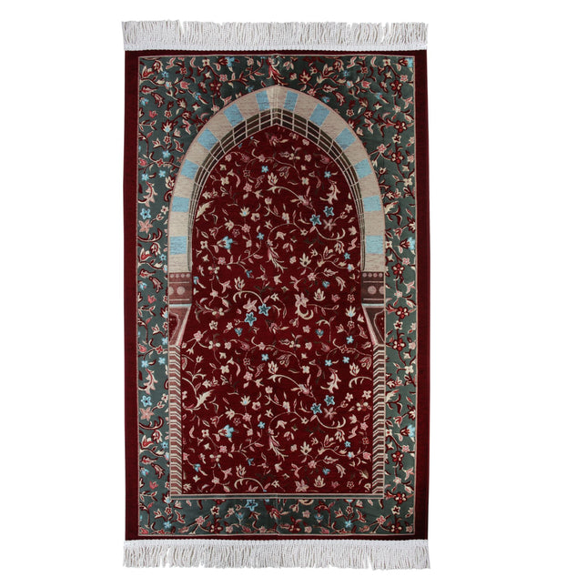 Çiçek Desenli Lüks Saçaklı Şönil Seccade