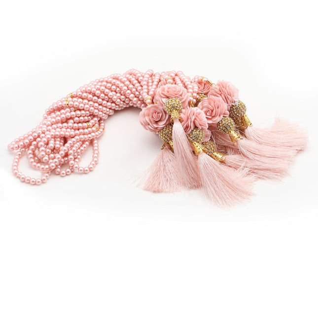 99'luk 6mm Tasarım İnci Güllü Tesbih  (10 Adet)