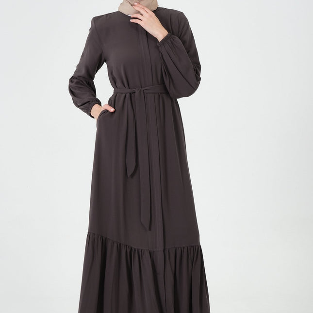 Rabia Kumaş Eteği Büzgülü Ferace