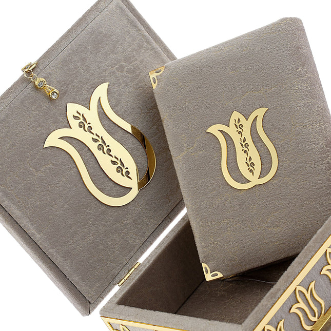 18x21 Cm Mermer Desen Hediyelik Kuran-ı Kerim Tesbih Seti