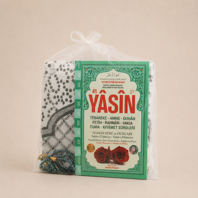 Hediyelik Seccade Yasin Tesbih Tül Kese Seti