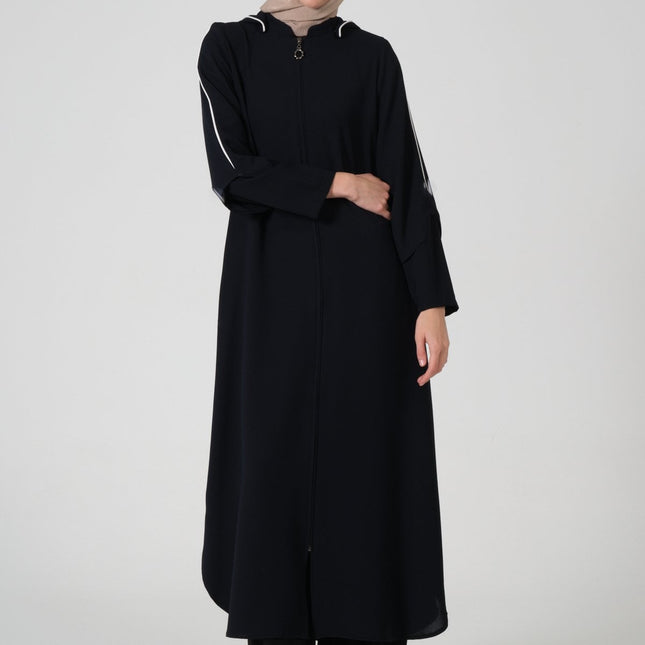 Buhara Kumaş Kapüşonlu Biyeli Ferace