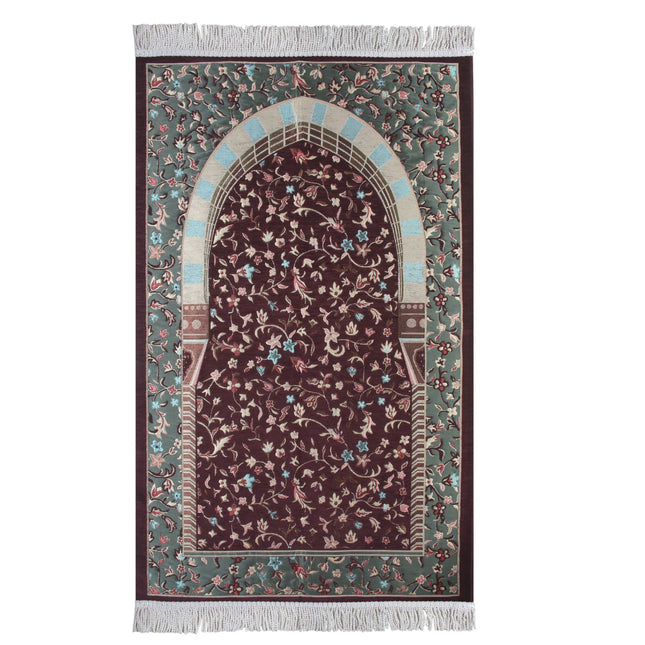 Çiçek Desenli Lüks Saçaklı Şönil Seccade