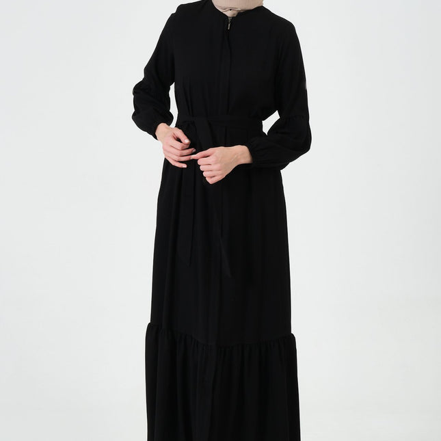 Rabia Kumaş Eteği Büzgülü Ferace