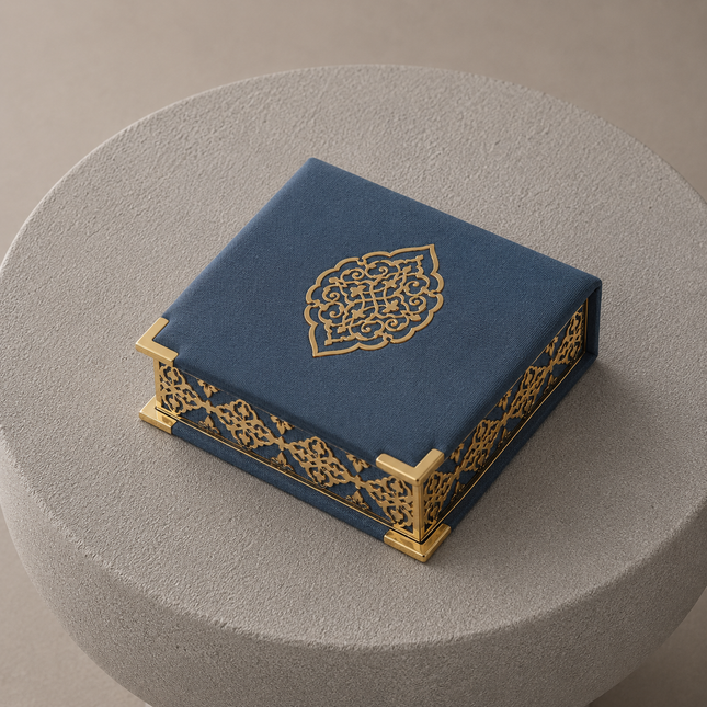 16x16 Cm Osmanlı Serisi Gold Pleksili Kuran-ı Kerim Tesbih Kutusu