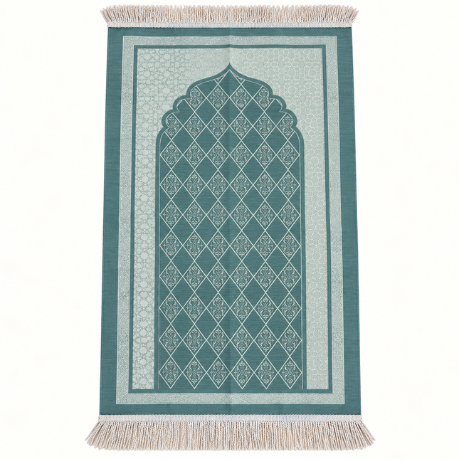 Lüks Saçaklı Zümrüt Seccade (70x110 cm – 480 gr)