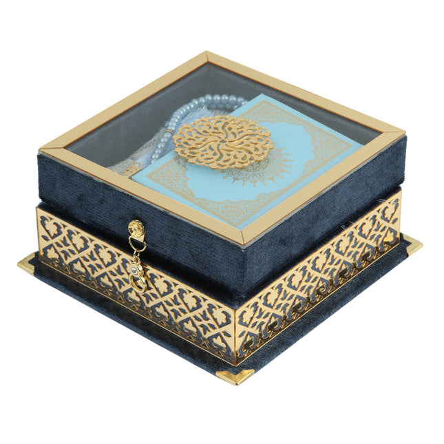 17x17x8 Cm Camlı Seccade Kuran-ı Kerim Tesbih Kutusu