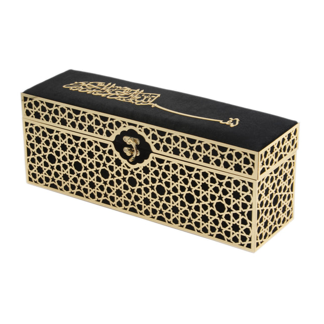 38x11x15 Cm Kadife Kaplı Seccade Kuran-ı Kerim Tesbih Kutusu