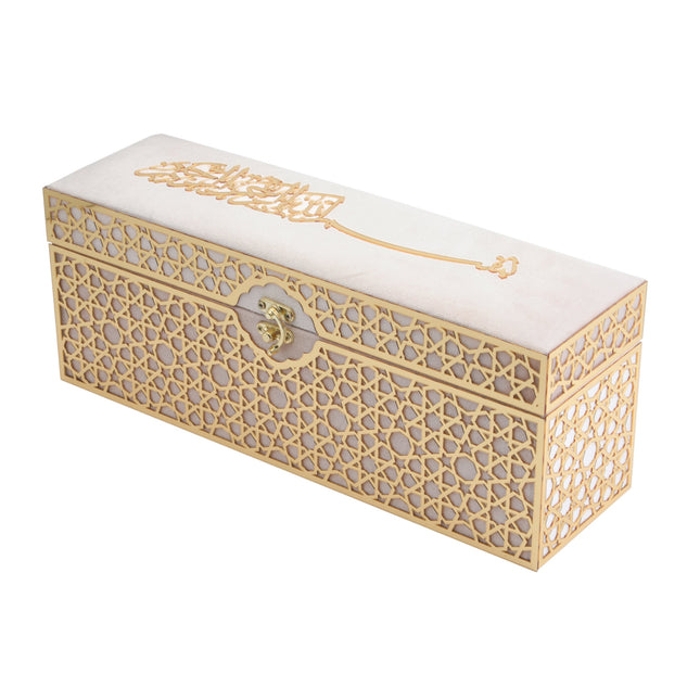 38x11x15 Cm Kadife Kaplı Seccade Kuran-ı Kerim Tesbih Kutusu