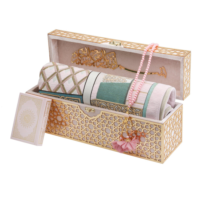 38x11x15 Cm Kadife Kaplı Seccade Kuran-ı Kerim Tesbih Kutusu