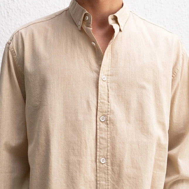 Uzun Kollu Rahat Keten Gömlek