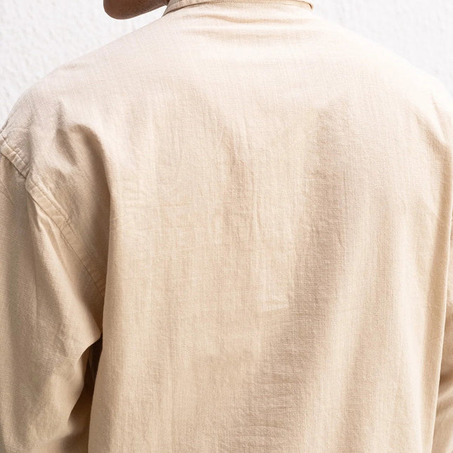 Uzun Kollu Rahat Keten Gömlek