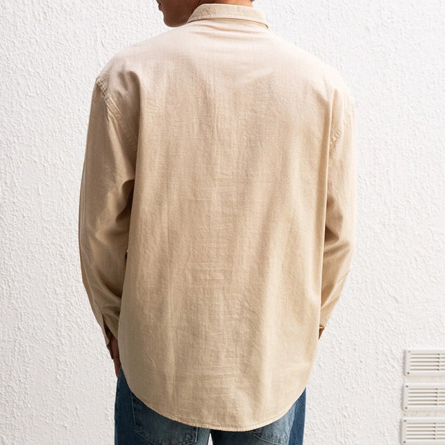 Uzun Kollu Rahat Keten Gömlek