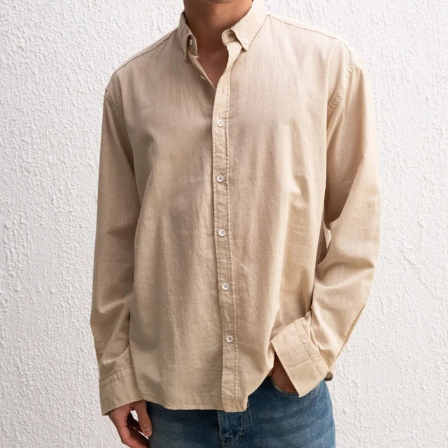 Uzun Kollu Rahat Keten Gömlek