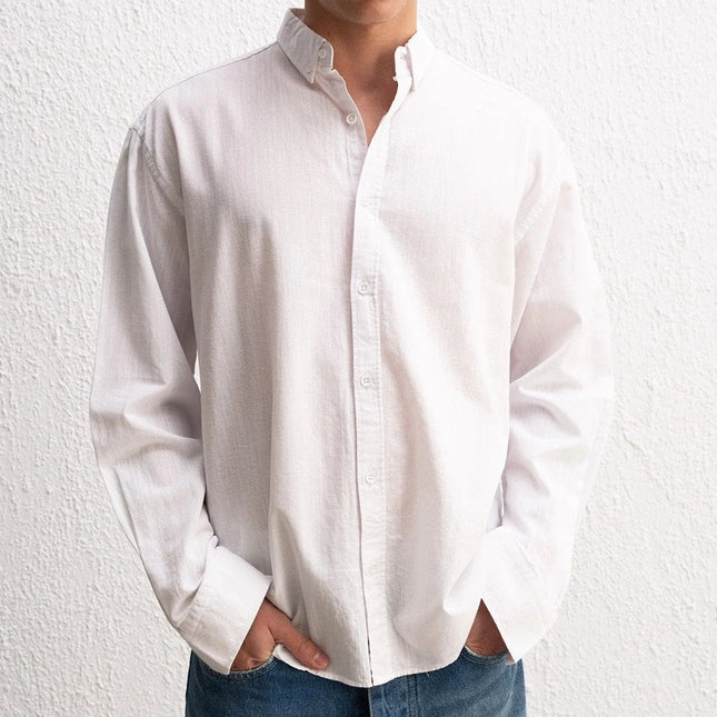 Uzun Kollu Rahat Keten Gömlek