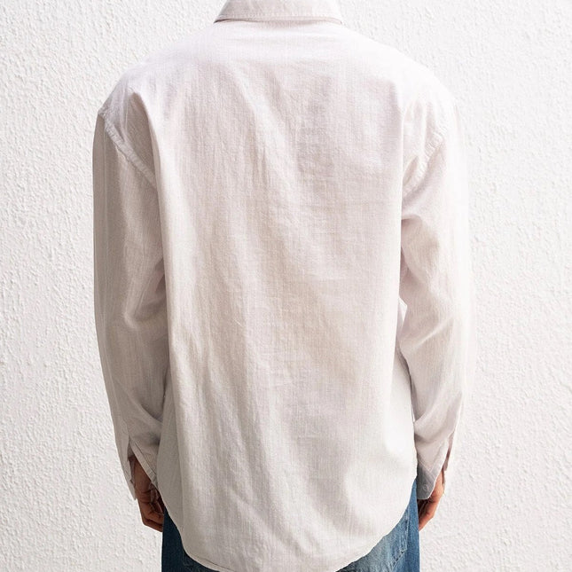 Uzun Kollu Rahat Keten Gömlek