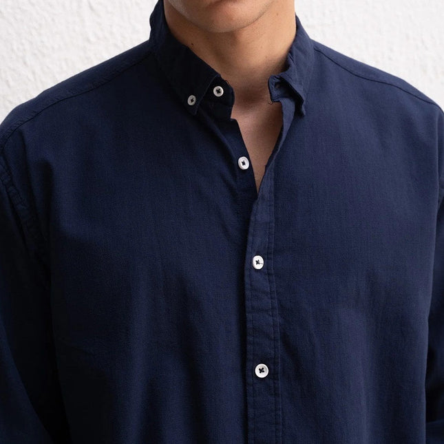 Uzun Kollu Rahat Keten Gömlek