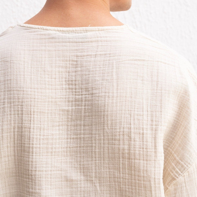 Yarım Kol Viskon Keten Tişört